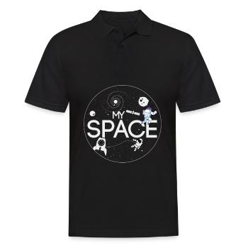 Mon univers spatial Astronaute Cosmonaute Galaxie Soleil - Polo Homme - noir - Devant - Kai (181cm)