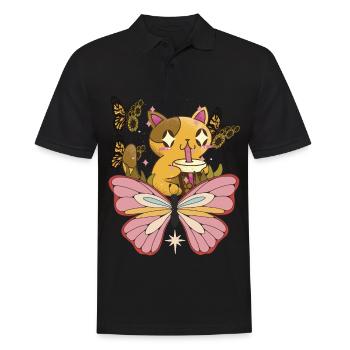Chat avec papillon tournesol chat mignon - Polo Homme - noir - Devant - Kai (181cm)