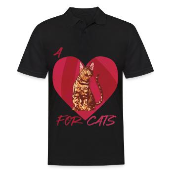 Bengal-Katze mit Herz für Katzen Cat Love Kitten - Männer Poloshirt - Schwarz - Vorne - Kai (181cm)