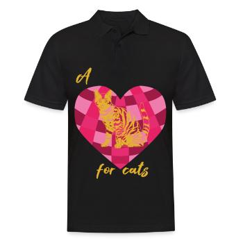 Bengal Cat Heart for Cats Kitten Cat Cat - Men's Polo Shirt - black - Front - Kai (181cm)
