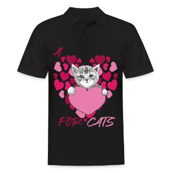 Cœurs pour chats Mignon chaton bébé avec cœur-Tom - Polo Homme - noir - Devant - Kai (181cm)