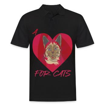 Katzen-Herz-nettes Kätzchen-Liebe-Katzen und Kätzc - Männer Poloshirt - Schwarz - Vorne - Kai (181cm)