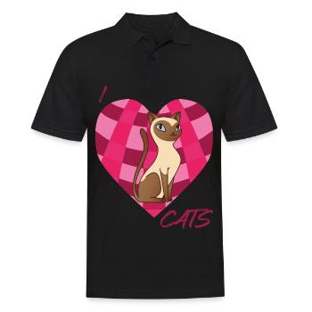 Siam Cat Love Cats Siamese Cat Heart for Cats and K - Men's Polo Shirt - black - Front - Kai (181cm)