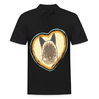 Herz für Katzen-Tomcat-Liebe-Katzen-Liebe - Männer Poloshirt - Schwarz - Vorne - Kai (181cm)