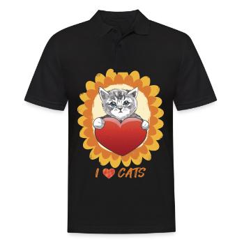Cute Cat in Sunflower Bengal Cat Love Ka - Men's Polo Shirt - black - Front - Kai (181cm)