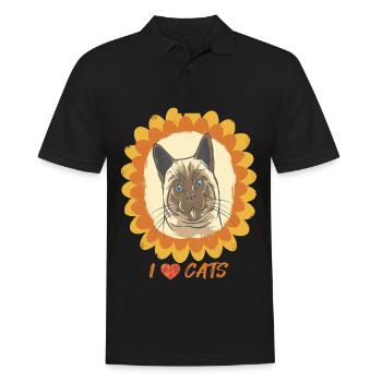 I love Cat Sunflower and Bengal Cat Nice - Men's Polo Shirt - black - Front - Kai (181cm)