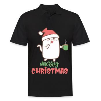 Katze Weihnachten Merry Christmas Party Santa Coff - Männer Poloshirt - Schwarz - Vorne - Kai (181cm)