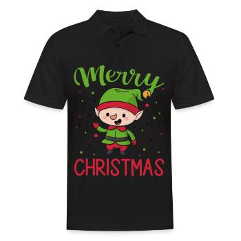 Frohe Weihnachten Zwerg Weihnachtsmann Helfer Weih - Männer Poloshirt - Schwarz - Vorne - Kai (181cm)