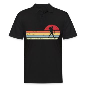 Sun and Retro Lines - Female Hiking - - Men's Polo Shirt - black - Front - Kai (181cm)