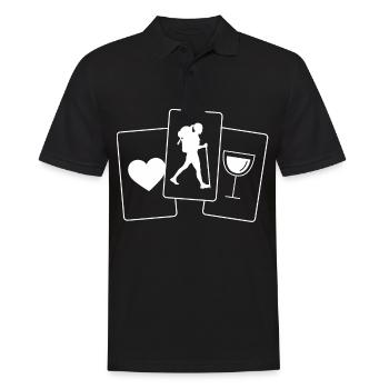 Herz - Wein - Weiblich Wandern - - Männer Poloshirt - Schwarz - Vorne - Kai (181cm)