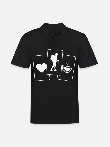 Heart - Coffee - Hiking - - Men's Polo Shirt - black