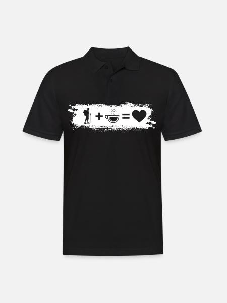 Grunge Rectangle - Heart - Coffee - Hiking - - Men's Polo Shirt - black