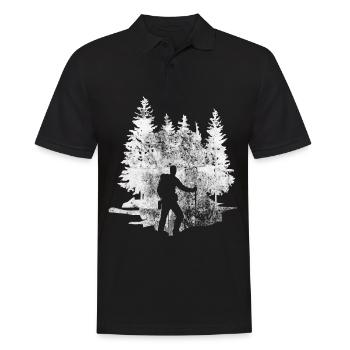 Baum - Wandern - (2) - Männer Poloshirt - Schwarz - Vorne - Kai (181cm)