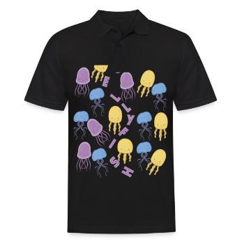 Süße Quallen Ozeanleben Unterwassermeer Tauchen Fi - Männer Poloshirt - Schwarz - Vorne - Kai (181cm)