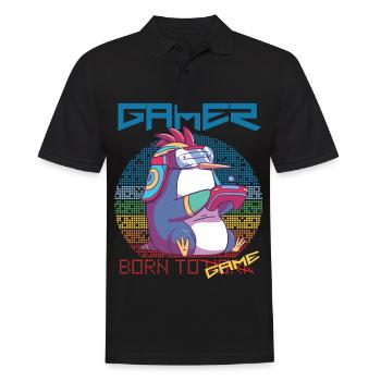 Gamer Cute Penguin Video Games Born To Gaming - Männer Poloshirt - Schwarz - Vorne - Kai (181cm)