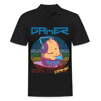 Gamer Funny Chick Video Games Born To Gaming Retro - Men's Polo Shirt - black - Front - Kai (181cm)