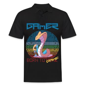 Jeux vidéo Drôle de joueur de serpent né pour le jeu rétro - Polo Homme - noir - Devant - Kai (181cm)