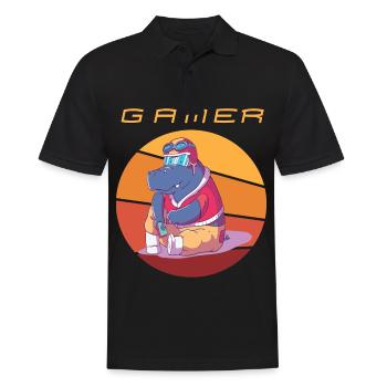 Gamer Retro Jeux Vidéo Vintage Funny Gaming Conso - Polo Homme - noir - Devant - Kai (181cm)