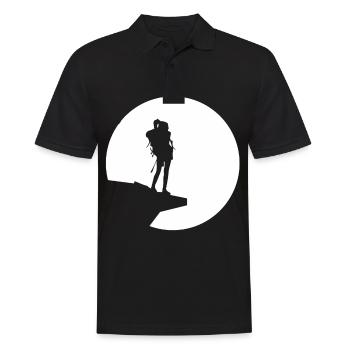Mond - Wandern - (9) - Männer Poloshirt - Schwarz - Vorne - Kai (181cm)