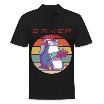 Funny Video Games Retro Console Games Penguin Game - Männer Poloshirt - Schwarz - Vorne - Kai (181cm)