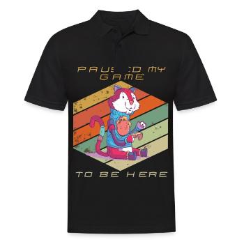 Gamer a mis en pause mon jeu Jeux vidéo Retro Gaming Funn - Polo Homme - noir - Devant - Kai (181cm)
