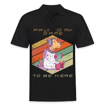 Jeux vidéo Gamer a mis en pause mon jeu Retro Gaming Dog - Polo Homme - noir - Devant - Kai (181cm)