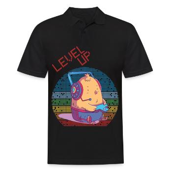 Level Up Gamer Video Games Retro Vintage Gaming Ch - Männer Poloshirt - Schwarz - Vorne - Kai (181cm)