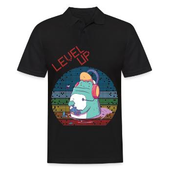 Level Up Gamer Video Games Retro Vintage Gaming Ga - Männer Poloshirt - Schwarz - Vorne - Kai (181cm)