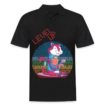 Level Up Gamer Video Games Retro Vintage Gaming Hi - Männer Poloshirt - Schwarz - Vorne - Kai (181cm)
