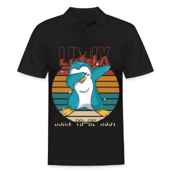 Geek né pour être root Linux Penguin Nerd Programmeur - Polo Homme - noir - Devant - Kai (181cm)