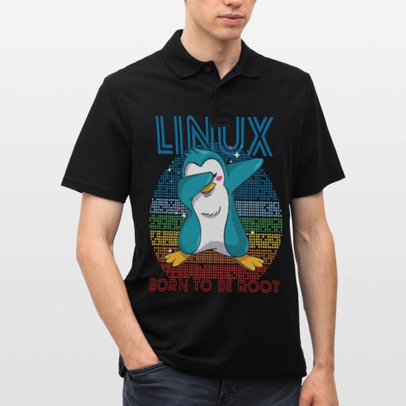Born To Be Root Retro Penguin Linux Nerd Program Men's Polo Shirt