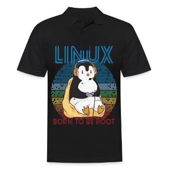 Gamer Root Retro Penguin Linux Nerd Programmer Gee - Männer Poloshirt - Schwarz - Vorne - Kai (181cm)