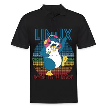 Root Party Penguin Retro Linux Cool Nerd Programme - Männer Poloshirt - Schwarz - Vorne - Kai (181cm)