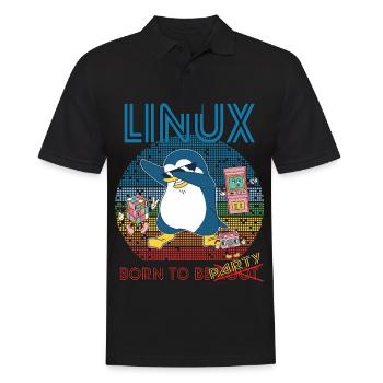 Retro Gamer Linux né pour être Root Geek Admin Pengu - Polo Homme - noir - Devant - Kai (181cm)