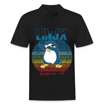 Linux sudo root geek admin pingouin nerd programmeur - Polo Homme - noir - Devant - Kai (181cm)