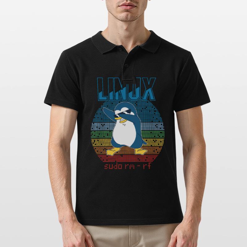 Linux sudo root geek admin pingouin nerd programmeur Polo Homme