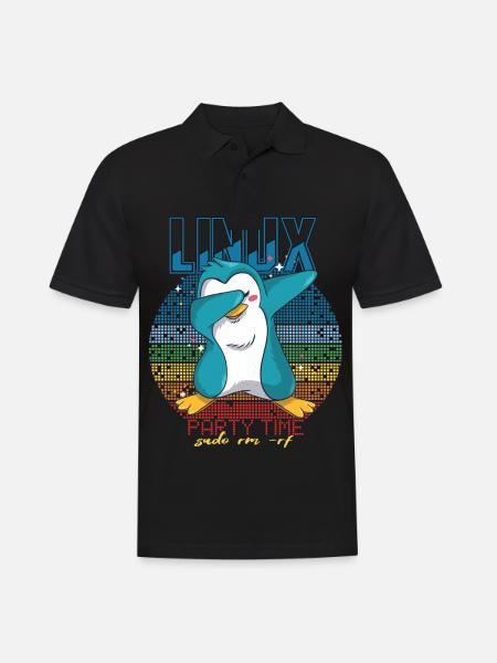 Linux Party Sudo Root Geek Cute Penguin Nerd Progr - Men's Polo Shirt - black