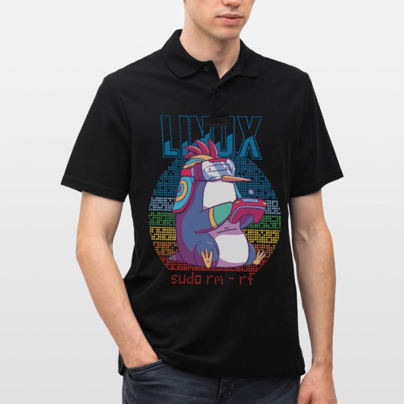 Linux Gamer Sudo Root Geek Admin Penguin Nerd Prog Men's Polo Shirt