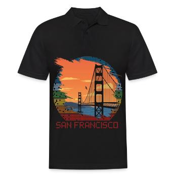 San Francisco Golden Gate Bridge en Californie Sun - Polo Homme - noir - Devant - Kai (181cm)