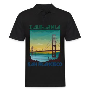 Californie San Francisco vacances Golden Gate Brid - Polo Homme - noir - Devant - Kai (181cm)