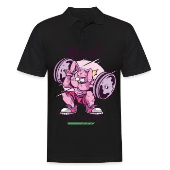 Muskeln installieren Rabbit Gym Motivation Workout - Männer Poloshirt - Schwarz - Vorne - Kai (181cm)