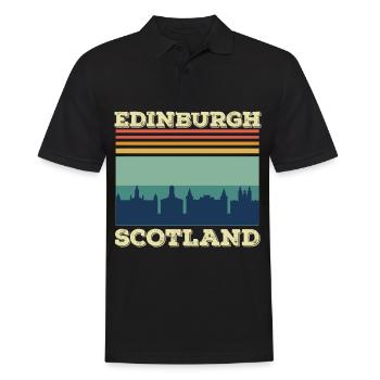 Edinburgh Schottland Skyline Schottische Souvenir - Männer Poloshirt - Schwarz - Vorne - Kai (181cm)