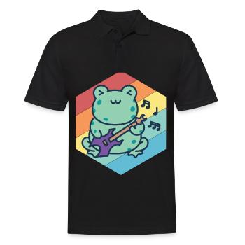 Mignon Guitariste-Grenouille-Guitare-Rock-Guitare-Musici - Polo Homme - noir - Devant - Kai (181cm)