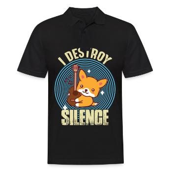 Guitar Destroy Silence Netter Fox-Gitarrist Rockgi - Männer Poloshirt - Schwarz - Vorne - Kai (181cm)