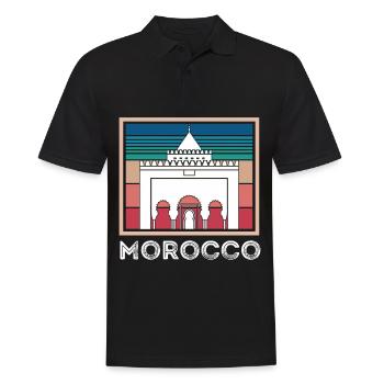 Souvenir Marokko Skyline Afrika Gibraltar Marokkan - Männer Poloshirt - Schwarz - Vorne - Kai (181cm)