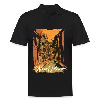 Quartier Français souvenir de la rue Bourbon de la Nouvelle-Orléans - Polo Homme - noir - Devant - Kai (181cm)