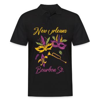 Français Bourbon souvenir du carnaval de la Nouvelle-Orléans - Polo Homme - noir - Devant - Kai (181cm)