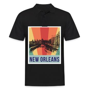 New Orleans Souvenir Carnaval Bourbon Street Louis - Polo Homme - noir - Devant - Kai (181cm)