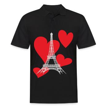 Tour Eiffel avec Coeur-Amour-Paris-Souvenir-France - Polo Homme - noir - Devant - Kai (181cm)