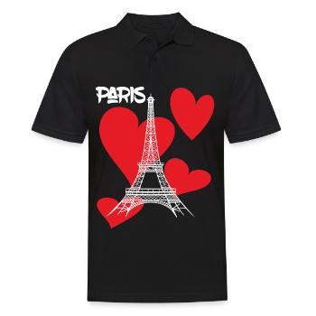 Paris-Eiffelturm mit Herz-Andenken-Frankreich-Fran - Männer Poloshirt - Schwarz - Vorne - Kai (181cm)